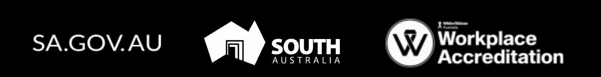 SA.GOV.AU, Brand South Australia and White Ribbon Workplace Accreditation logos